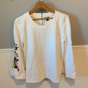 Small Ann Taylor Embroidered Bell Sleeve Top